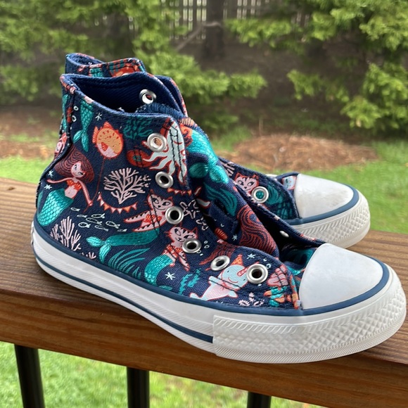 Girls Converse High Top Navy Mermaid 
